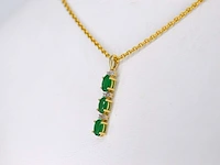 Gouden hanger met diamanten en smaragd set 2 - afbeelding 3 van  5
