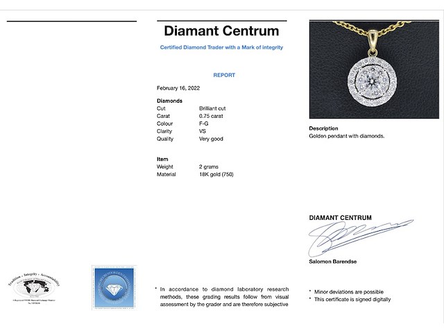 Gouden hanger met diamanten, excl. ketting - afbeelding 3 van  9