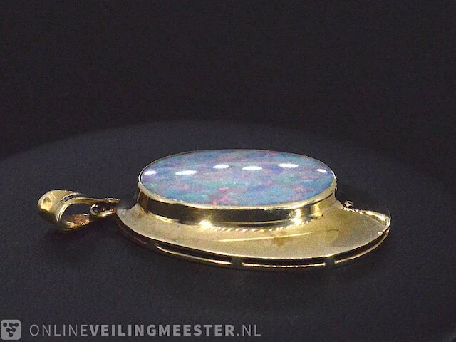 Gouden hanger met doublet opaal - afbeelding 4 van  5