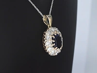 Gouden hanger met een blauwe edelsteen en natuurlijke witte diamanten , excl. ketting - afbeelding 3 van  9