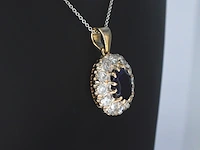 Gouden hanger met een blauwe edelsteen en natuurlijke witte diamanten , excl. ketting - afbeelding 5 van  10