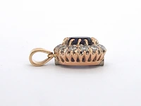 Gouden hanger met een blauwe edelsteen en natuurlijke witte diamanten , excl. ketting - afbeelding 7 van  10