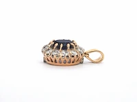 Gouden hanger met een blauwe edelsteen en natuurlijke witte diamanten , excl. ketting - afbeelding 8 van  10