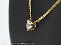 Gouden hanger met een briljant geslepen diamant in hartvorm - afbeelding 4 van  7