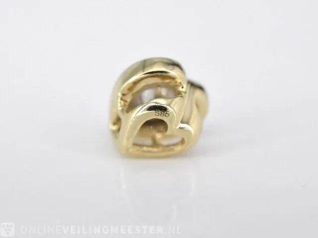 Gouden hanger met een briljant geslepen diamant in hartvorm - afbeelding 6 van  7