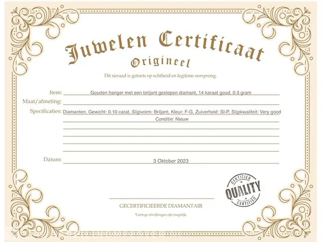 Gouden hanger met een briljant geslepen diamant - afbeelding 3 van  7