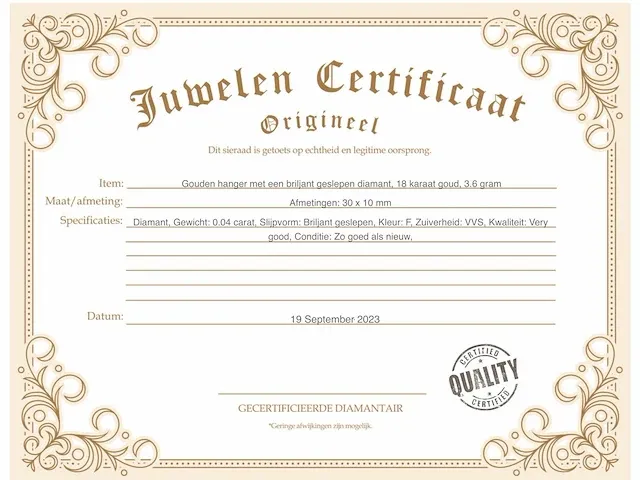 Gouden hanger met een briljant geslepen diamant - afbeelding 3 van  8