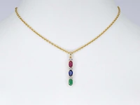 Gouden hanger met multicolour edelstenen en diamant - afbeelding 2 van  6