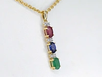 Gouden hanger met multicolour edelstenen en diamant - afbeelding 4 van  6