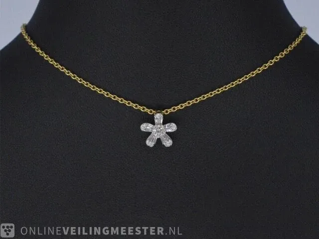 Gouden hanger met natuurlijke echte diamanten - afbeelding 2 van  7