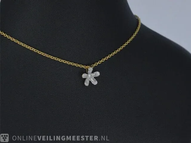 Gouden hanger met natuurlijke echte diamanten - afbeelding 4 van  7