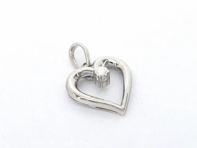 Gouden hart hanger met een diamant - afbeelding 7 van  9