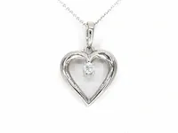 Gouden hart hanger met een diamant - afbeelding 8 van  9