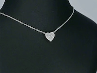 Gouden hartvormige hanger en collier vol met diamanten - afbeelding 6 van  11