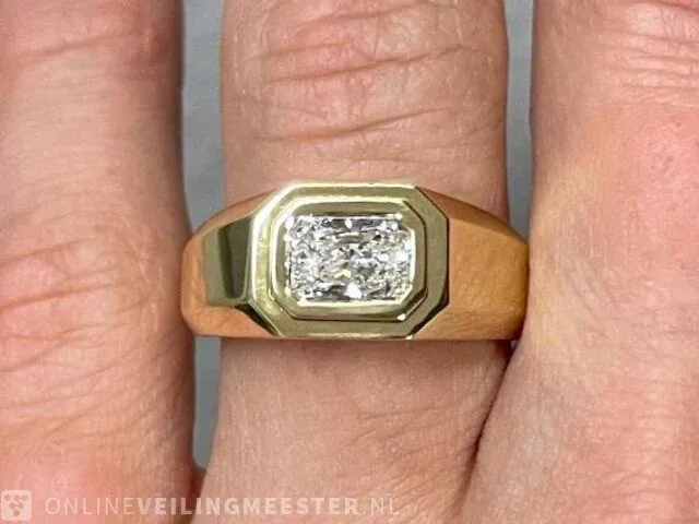 Gouden heren ring met 1.50 carat emerald geslepen diamant - afbeelding 2 van  8