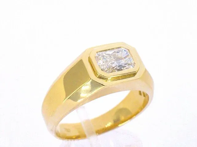 Gouden heren ring met 1.50 carat emerald geslepen diamant - afbeelding 4 van  8