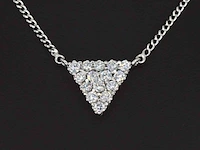 Gouden ketting met diamanten in triangel vorm - afbeelding 2 van  8