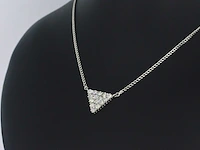Gouden ketting met diamanten in triangel vorm - afbeelding 3 van  8