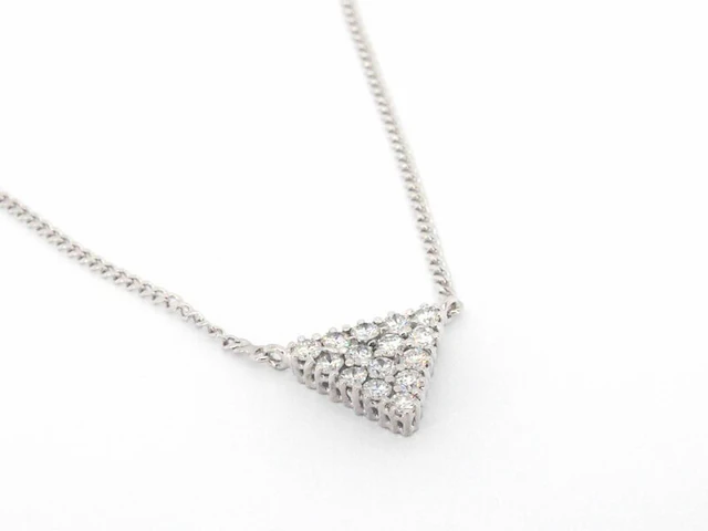 Gouden ketting met diamanten in triangel vorm - afbeelding 5 van  8