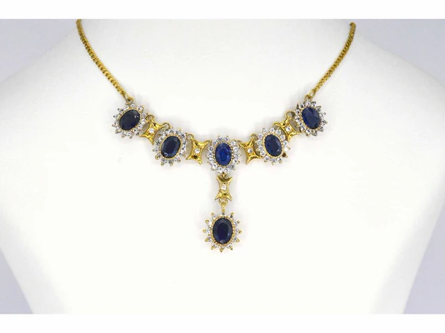 Gouden ketting met edelstenen - afbeelding 2 van  8