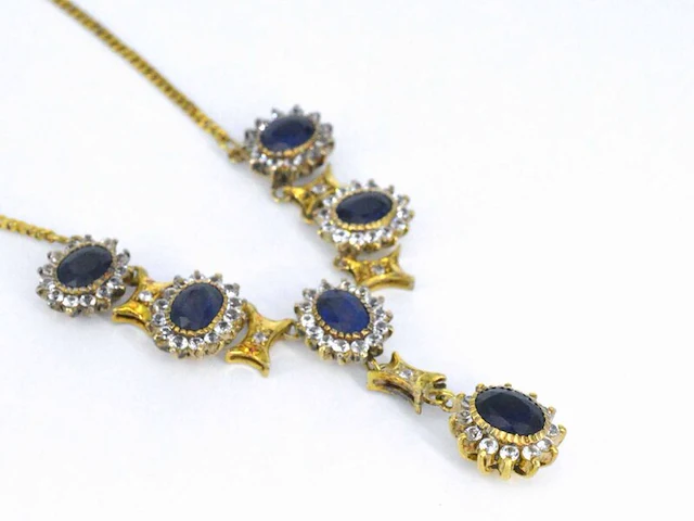 Gouden ketting met edelstenen - afbeelding 5 van  8