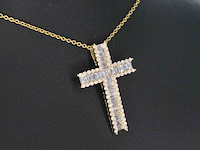 Gouden kruis hanger met schitterende diamanten gezet - afbeelding 4 van  9