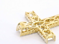 Gouden kruis hanger met schitterende diamanten gezet - afbeelding 7 van  9