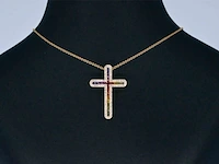 Gouden kruishanger met diamanten en edelstenen - afbeelding 2 van  8