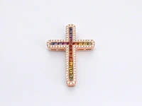 Gouden kruishanger met diamanten en edelstenen - afbeelding 6 van  8