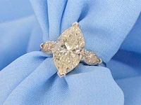 Gouden marquise ring met een centrale diamant van 5.45 carat - afbeelding 1 van  14