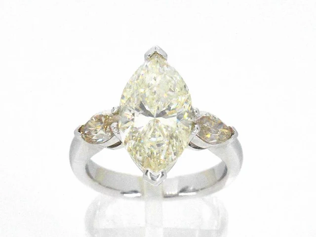 Gouden marquise ring met een centrale diamant van 5.45 carat - afbeelding 9 van  14