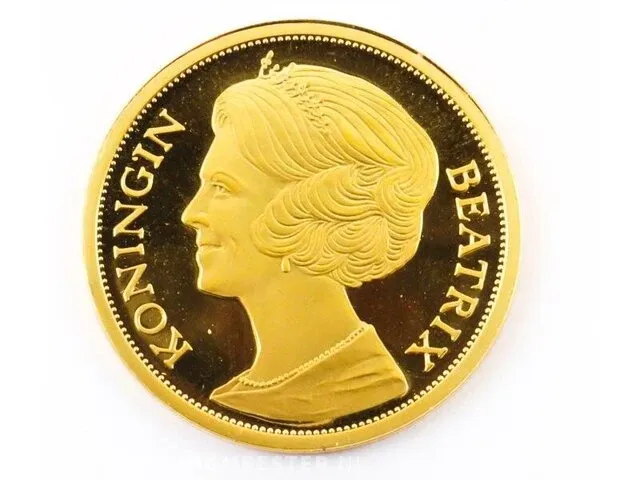 Gouden munt koningin beatrix - afbeelding 1 van  2