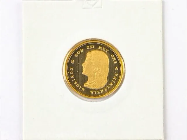 Gouden munt koningin wilhelmina - afbeelding 1 van  2
