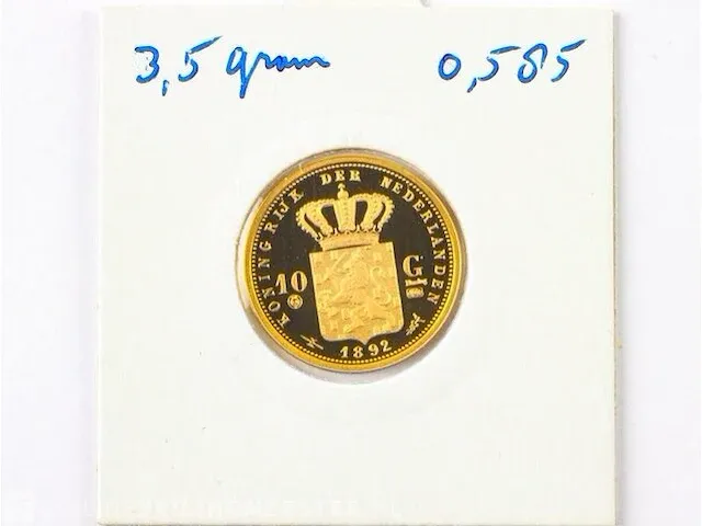 Gouden munt koningin wilhelmina - afbeelding 2 van  2