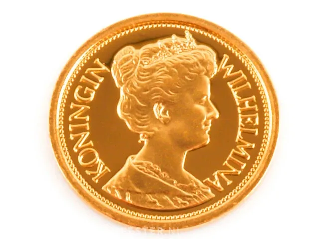 Gouden munt koningin wilhelmina - afbeelding 1 van  2