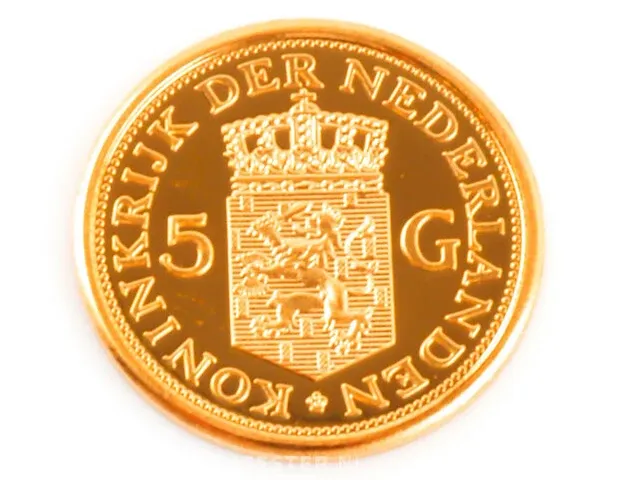 Gouden munt koningin wilhelmina - afbeelding 2 van  2