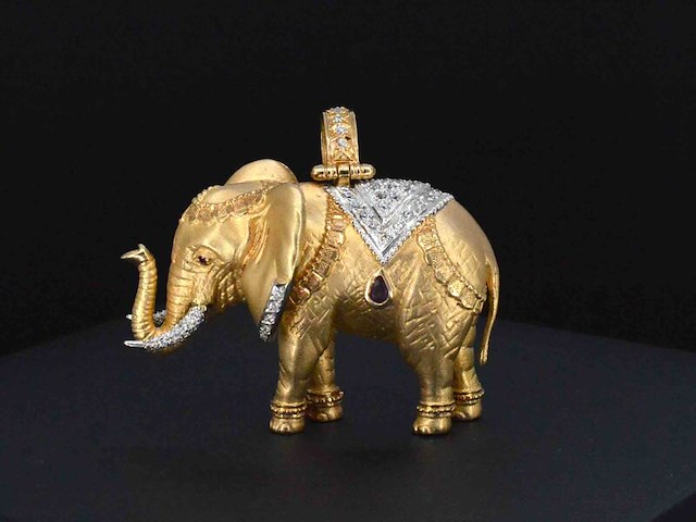 Gouden olifant zeer groot uitgevoerd - afbeelding 6 van  10