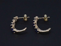 Gouden oorbellen diamant saffier - afbeelding 6 van  9