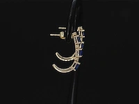 Gouden oorbellen diamant saffier - afbeelding 8 van  9