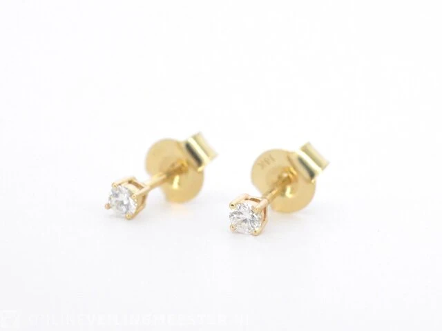 Gouden oorbellen met diamant - afbeelding 1 van  10