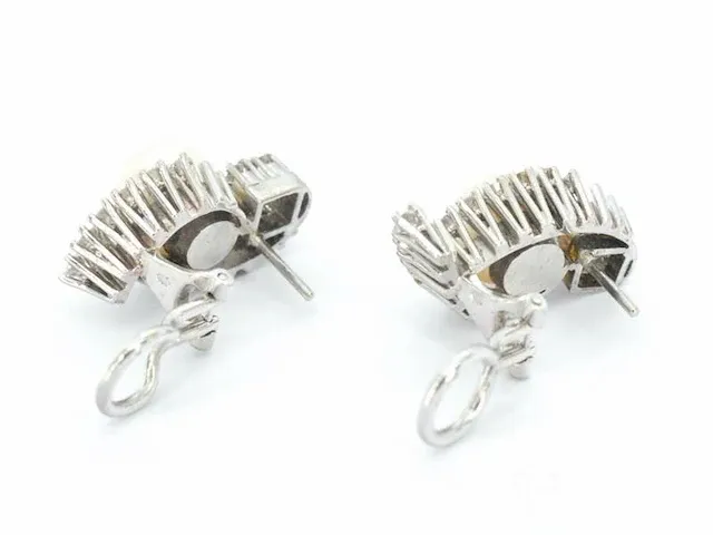 Gouden oorbellen met diamanten en parels - afbeelding 6 van  8