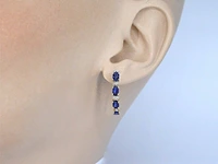 Gouden oorbellen met diamanten en saffier - afbeelding 3 van  9