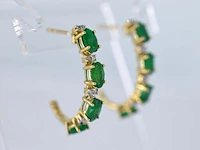 Gouden oorbellen met diamanten en smaragd set 2 - afbeelding 3 van  7