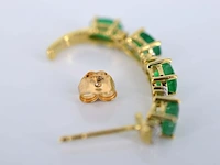 Gouden oorbellen met diamanten en smaragd set 2 - afbeelding 6 van  7