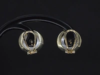 Gouden oorbellen met echte blister parels - afbeelding 4 van  6