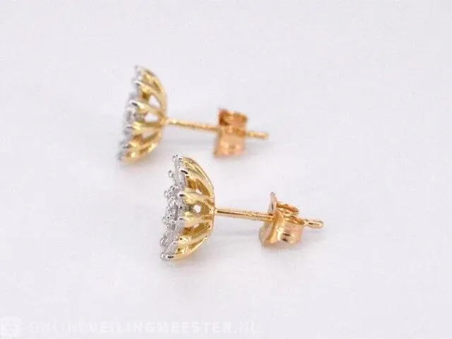Gouden oorbellen met natuurlijke echte diamanten - afbeelding 5 van  9