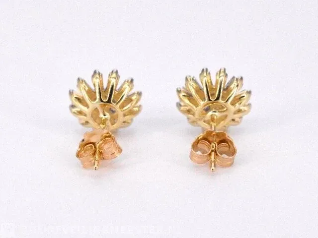 Gouden oorbellen met natuurlijke echte diamanten - afbeelding 6 van  9