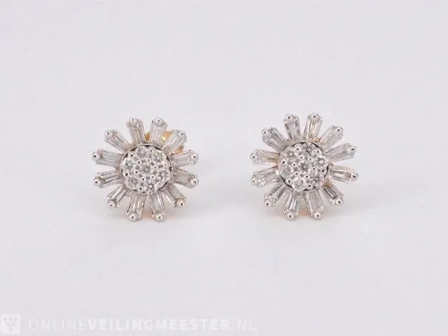 Gouden oorbellen met natuurlijke echte diamanten - afbeelding 8 van  9