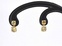 Gouden oorbellen met vier natuurlijke diamanten 1.60 carat - afbeelding 1 van  11