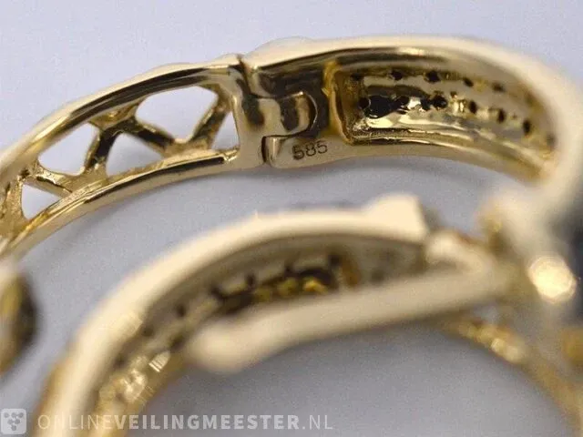 Gouden oorbellen met zwarte diamant - afbeelding 10 van  10